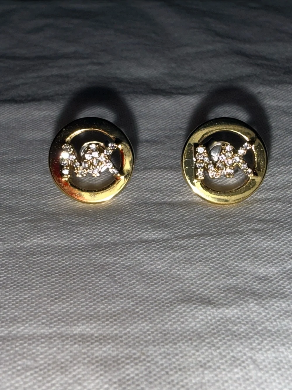 Michael Kors Gold-Tone Crystal Logo Stud Earrings -